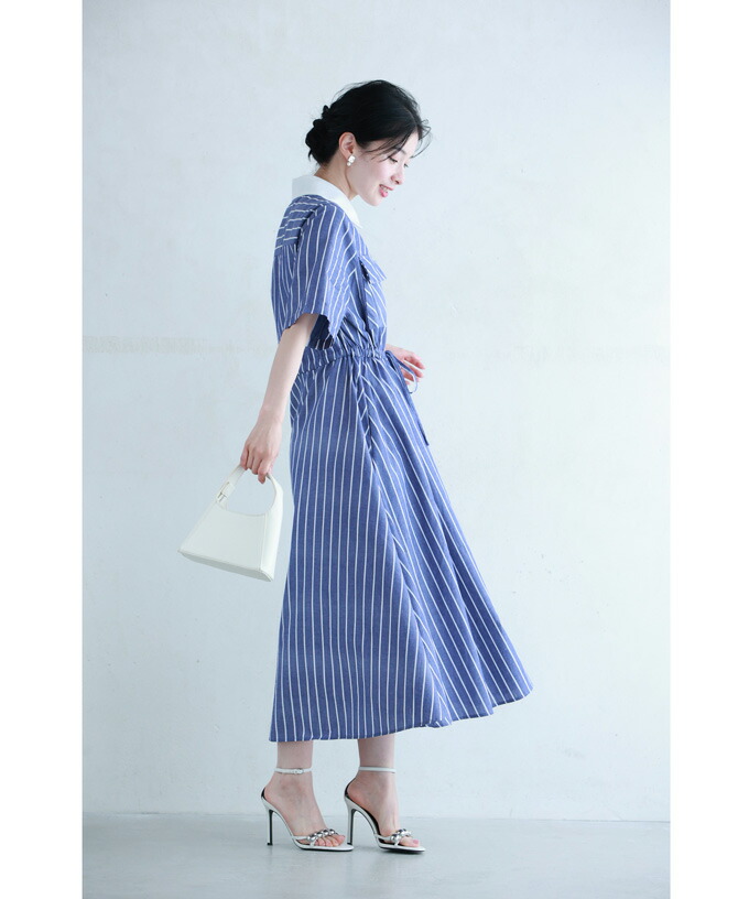 【MIUMIU】ライトブルー/ホワイトストライプシャツワンピース 楽天市場】ミュウミュウ MIUMIU 24年 コットン ロゴ ストライプ