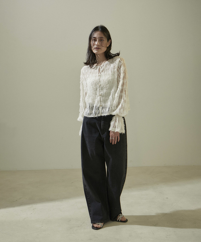 SALONadametrope'web限定2WAYシアーフリンジチュールブラウス セール】【WEB限定】2WAYシアーフリンジチュールブラウス