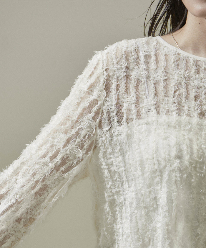 SALONadametrope'web限定2WAYシアーフリンジチュールブラウス SALON adam et rope'（サロン アダム エ ロペ）の「【WEB限定