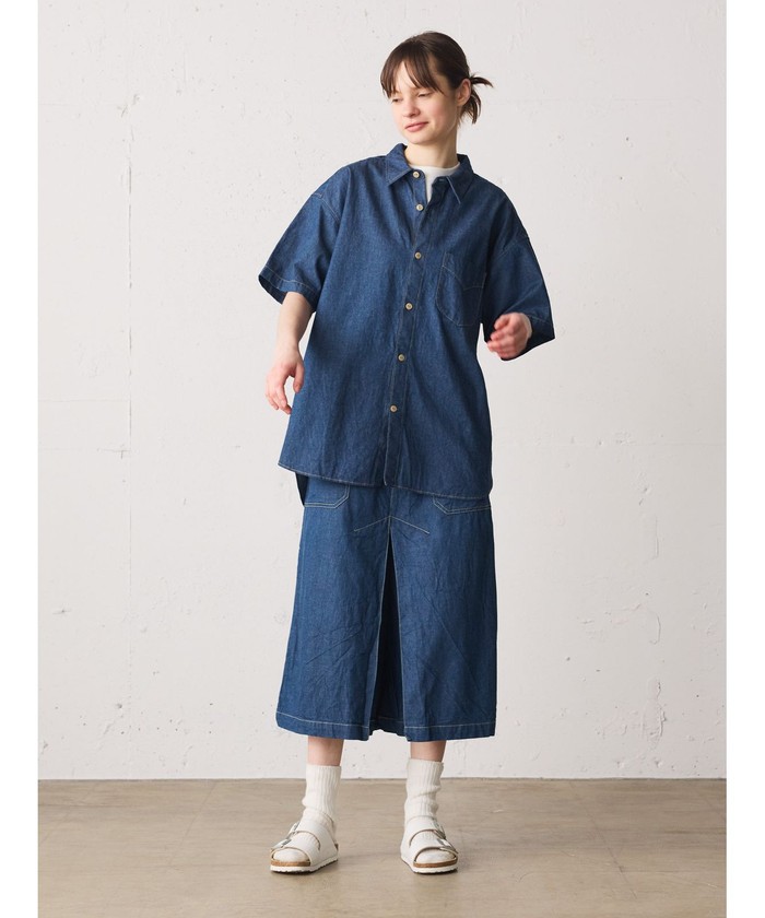 セール 40%OFF】MidiUmi デニムハーフスリーブシャツ(506298785