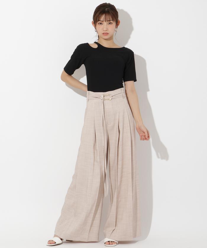 セール】麻調プリーツワイドパンツ(506305592) | AND COUTURE セール】麻調プリーツワイドパンツ(506305592) | AND COUTURE