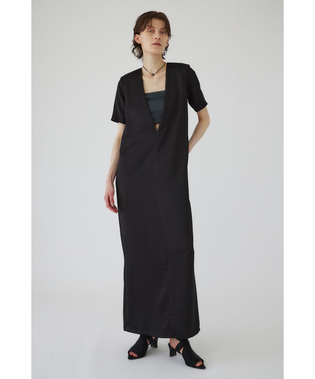 RIM.ARK サテンロングワンピース 38 ブラック 美品 RIM.ARK（リムアーク）の「Satin long OP（ワンピース）」 - WEAR