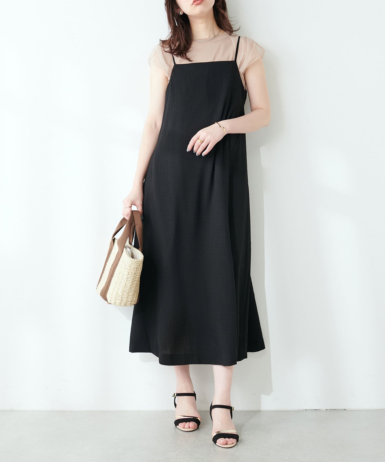 YILON MADE イロンDOLCE CHECK OP ワンピース NAVY（YILON