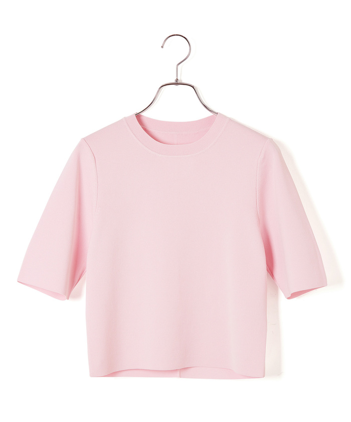 【ADAM ET ROPE'】 アダムエロペ クールタッチショートニットTシャツ サステナブル・洗える】クールタッチショートニットTシャツ