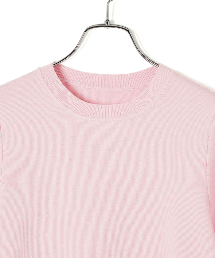 【ADAM ET ROPE'】 アダムエロペ クールタッチショートニットTシャツ サステナブル・洗える】クールタッチショートニットTシャツ