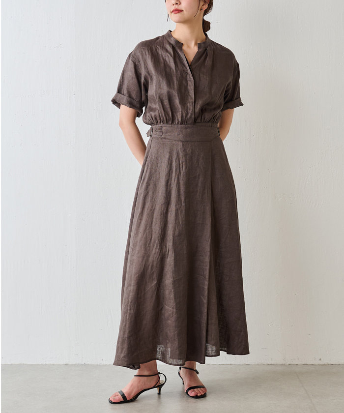 セール 70%OFF】リネングルカベルトワンピース(506094787) | ガ