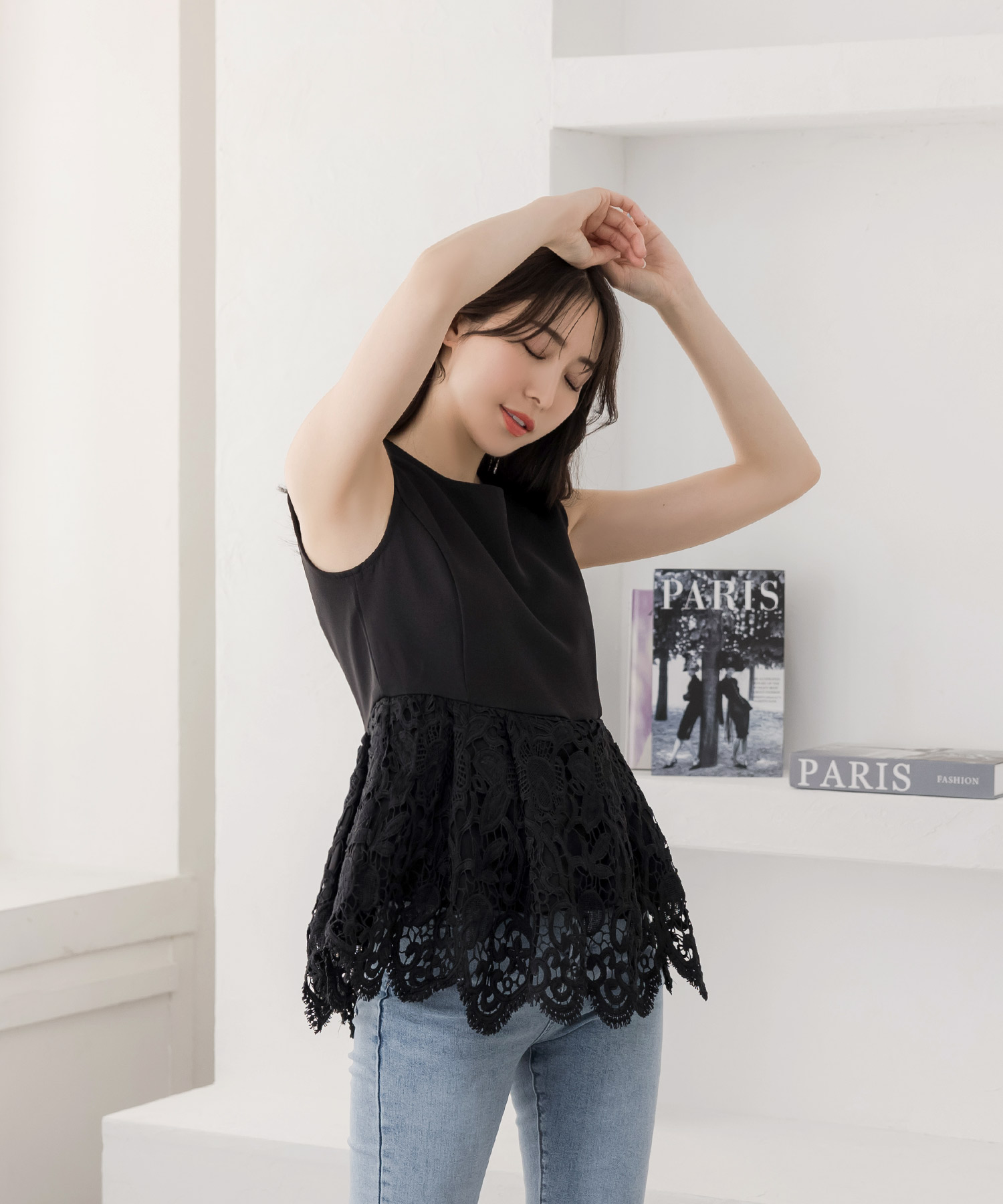 ジュリアブティック JULIA BOUTIQUE 裾レースペプラムトップス