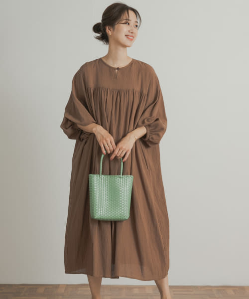 セール 50%OFF】コットン楊柳ギャザーワンピース(506266546