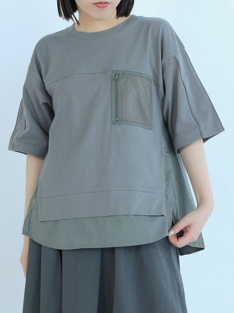 セール 28%OFF】ラシュッド LASUD フレアヘムデザインカットソー