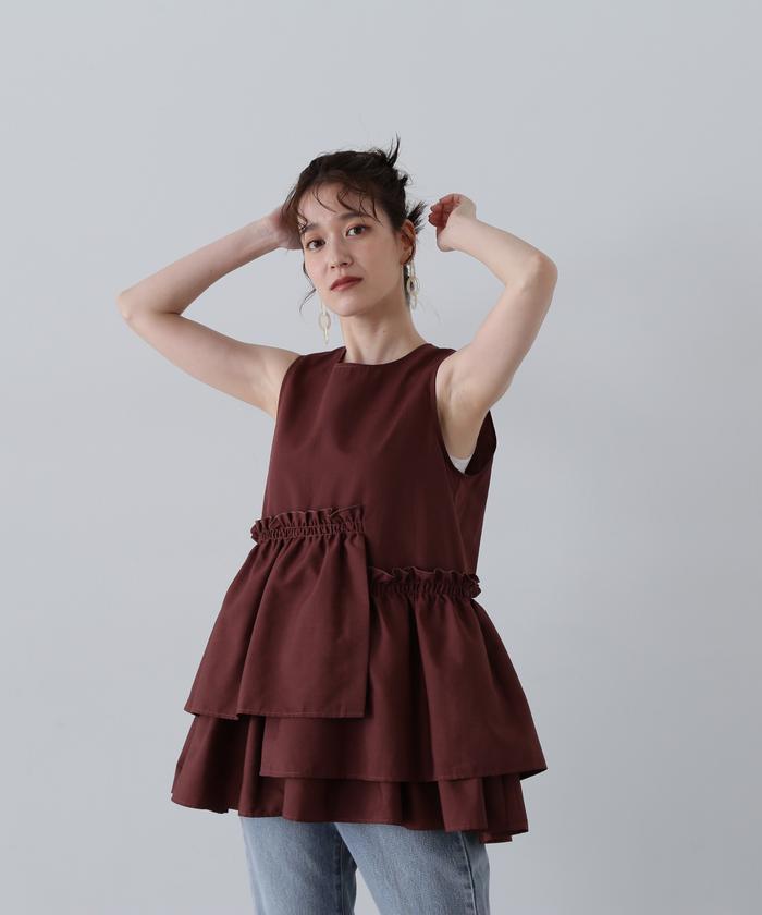 セール 10%OFF】アシメフリルノースリーブブラウス(506318477