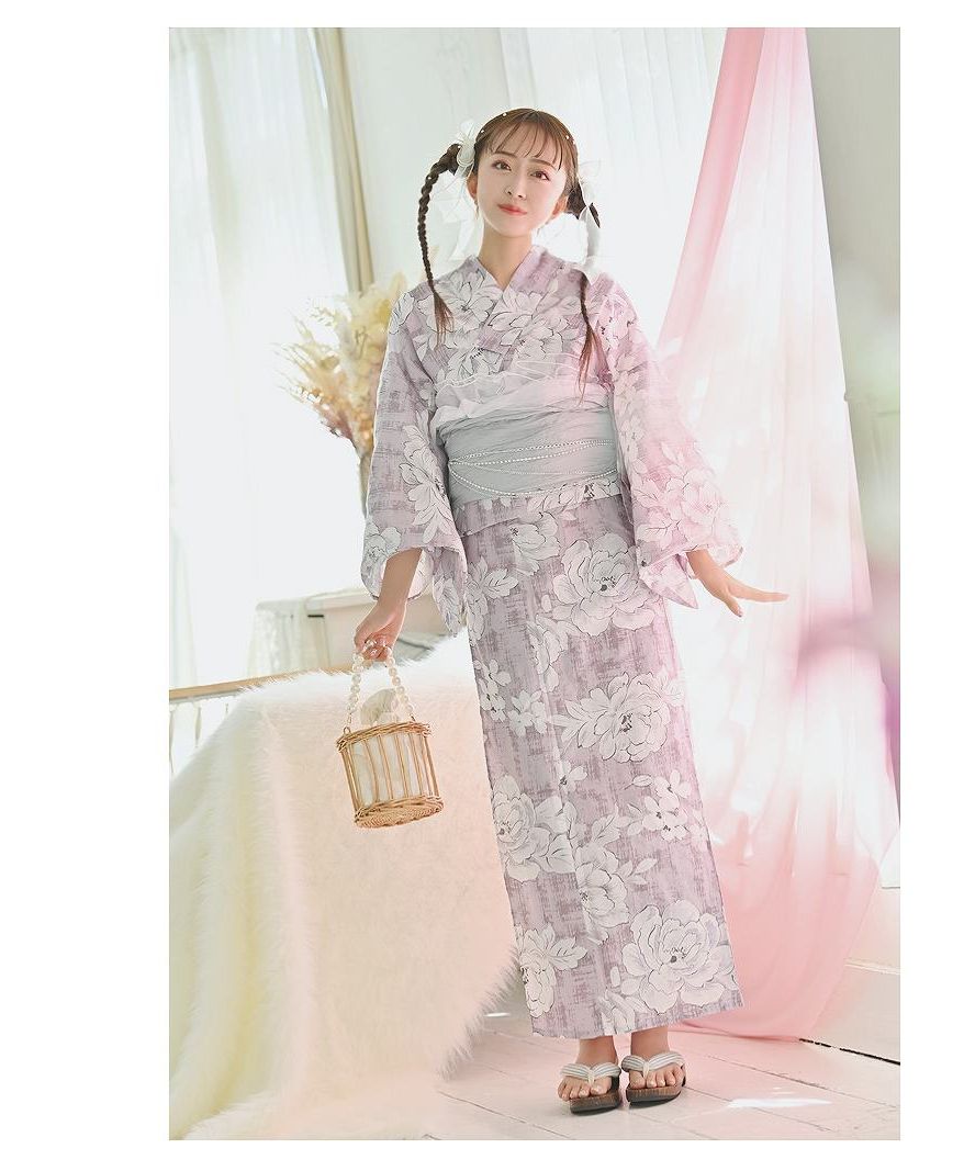 撫松庵 浴衣 高級レディース 牡丹 芍薬 麻の葉 きなり ピンク 撫松庵 浴衣 高級レディース 牡丹 芍薬 麻の葉 きなり ピンク