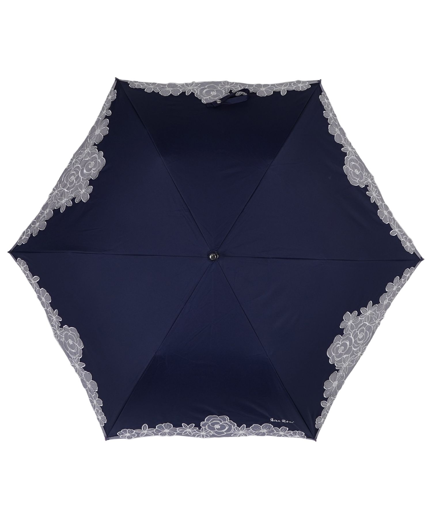 NINA RICCIニナリッチ折り畳日傘撥水加工ネイビー晴雨兼用遮光遮熱ＵＶ1級 NINA RICCI ニナリッチ 日傘 折りたたみ 完全遮光 軽量 晴雨兼用