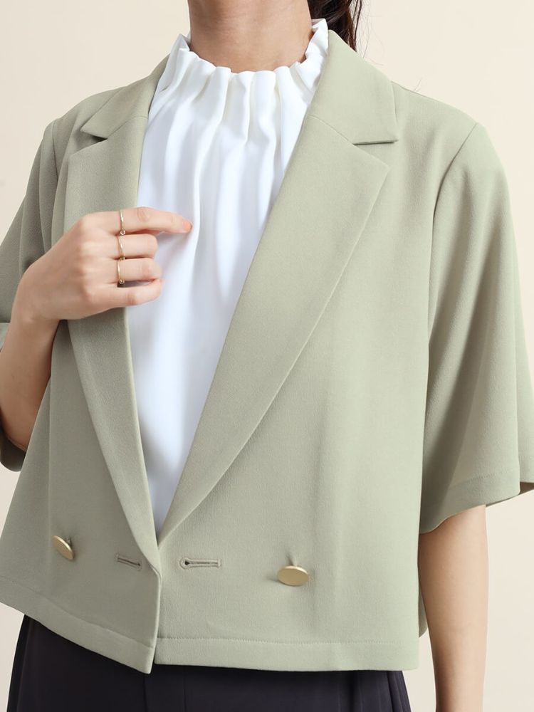 【新品2,2万　ヤマダヤ FENNEL 】ハーフスリーブ テーラード ジャケット クーポン】【セール 33%OFF】フェンネル FENNEL クロップド丈