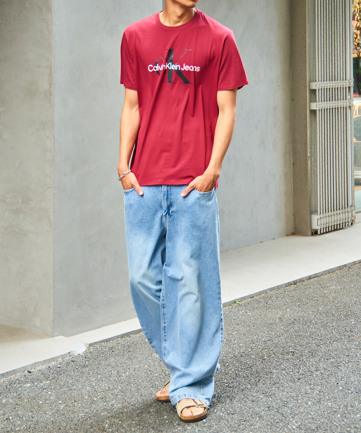 カルバン クライン    フロントロゴ プリント Tシャツ 半袖 クルーネック 40DC813 （レッド） カルバン クライン Calvin Klein フロントロゴ プリント Tシャツ