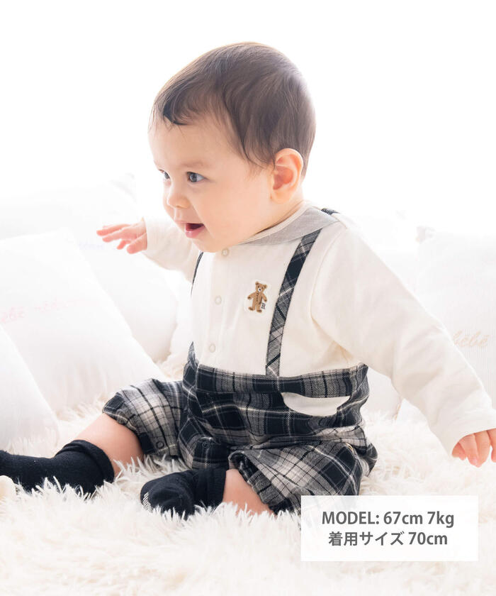 【新品未使用】【bebe rediction】ベビーカバーオール・ソックス 新品未使用】【bebe rediction】ベビーカバーオール・ソックス