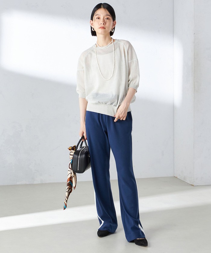 セール 60%OFF】〈手洗い可能〉シアー ラメ 半袖 サマー ニット