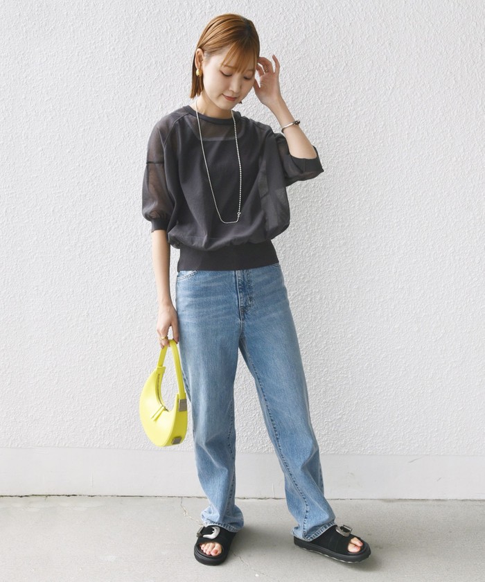 【シップス　ウィメン】〈手洗い可能〉シアー ラメ 半袖 サマー ニット セール 60%OFF】〈手洗い可能〉シアー ラメ 半袖 サマー ニット