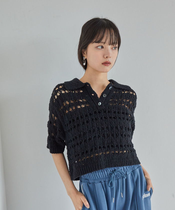 セール 60%OFF】ファンシーヤーンニットポロ(506367577) | ビス