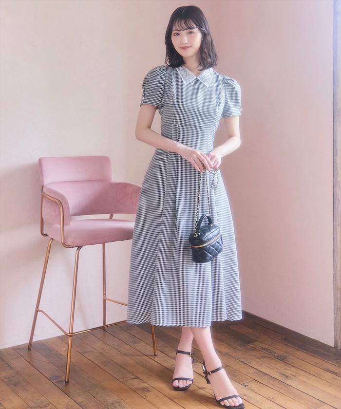 売れ筋新商品 シアーレースカラーギンガムチェックプリンセスワンピース ワンピース