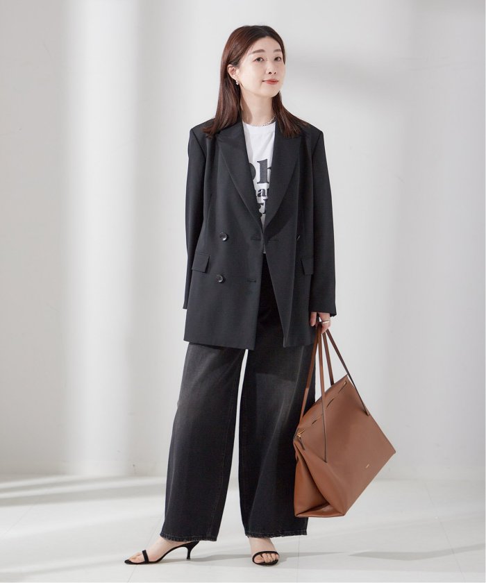 2024AW✨L'ESSAGE　LANAミストウール ダブルジャケット　グレー セール 30%OFF】LANAミストウール ダブルジャケット(506374357