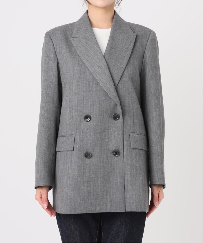 2024AW✨L'ESSAGE　LANAミストウール ダブルジャケット　グレー セール 30%OFF】LANAミストウール ダブルジャケット(506374357