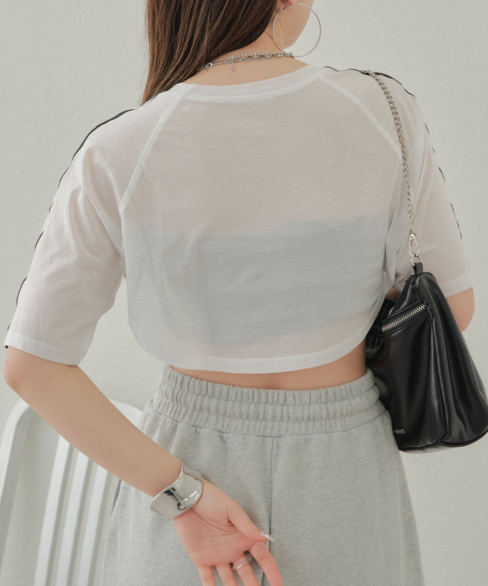 クーポン】【セール 62%OFF】【Chico】シアーラインTシャツ