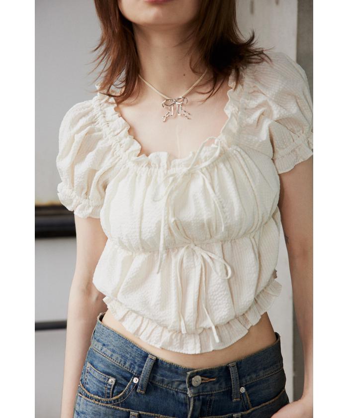 SLY GATHER RIBBON ブラウス アイボリー GATHER RIBBON ブラウス(506376880) | スライ(SLY) - d fashion