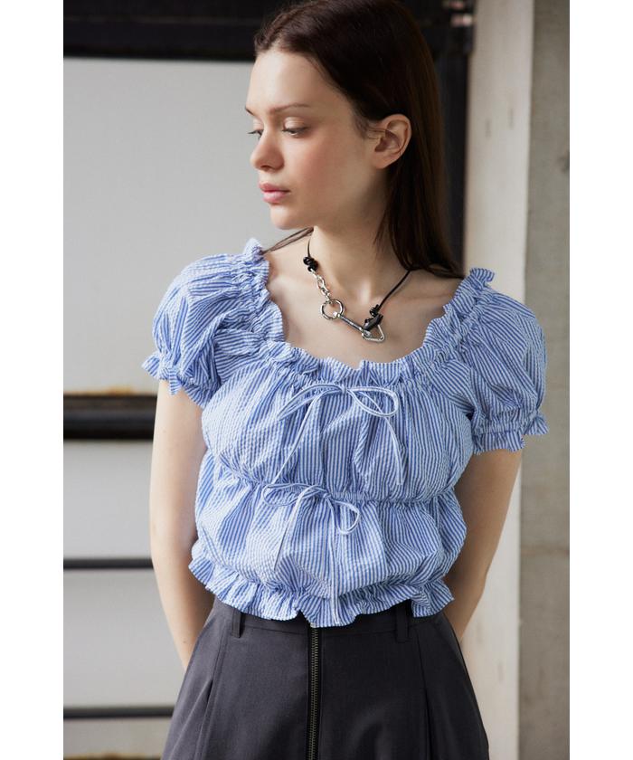 GATHER RIBBON ブラウス　SLY SLY | GATHER RIBBON WOVEN ブラウス (シャツ・ブラウス ) |SHEL