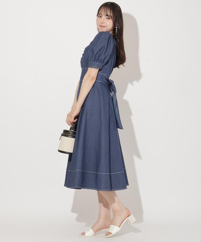 デニムバックリボンワンピース(506376998) | ウィルセレクション デニムバックリボンワンピース(506376998) | ウィルセレクション