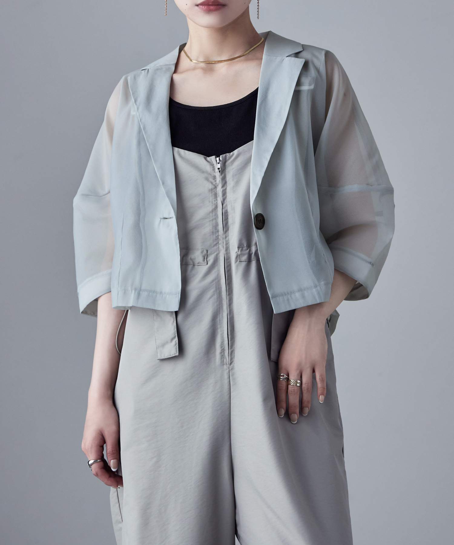 オローネ　イーゼルロングジャケット　べージュ CAROLE / ノーカラージャケット / BEIGE, | ファッション通販