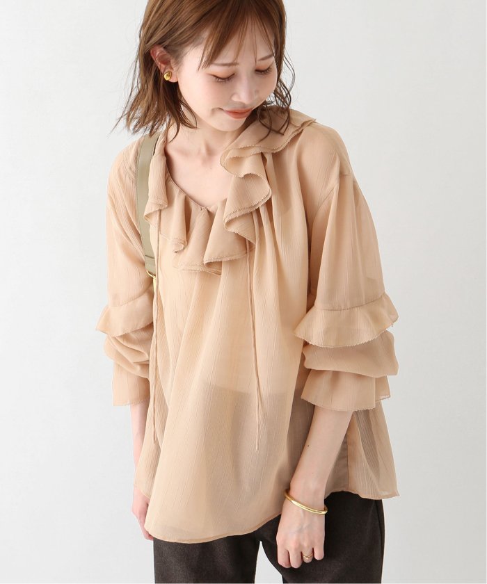 セール 30%OFF】フリルラッフルシアーブラウス(506389108 セール 30%OFF】フリルラッフルシアーブラウス(506389108