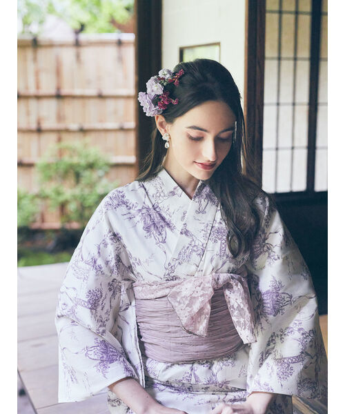 Maison de FLEUR ミュゲリボン浴衣 レース帯揚げ セット メゾン ド フルール Maison de FLEUR ミュゲリボン浴衣 （ダーク
