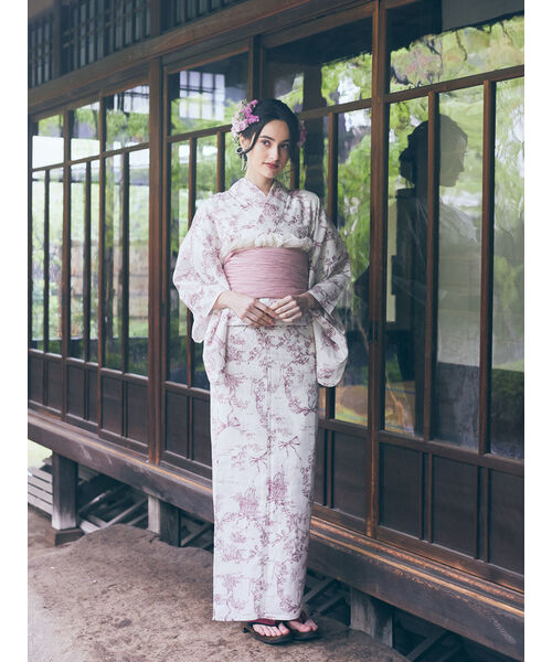 【9日まで】ミュゲリボンmaison de fleur　新品未使用　浴衣のみ メゾン ド フルール Maison de FLEUR ミュゲリボン浴衣 （ダーク