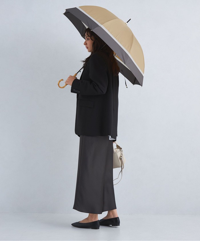 アンブレラリーフ　グレー 日傘 木製ハンドル ワンギー 晴雨兼用傘 TL4 Fox Umbrellas/フォックスアンブレラズ