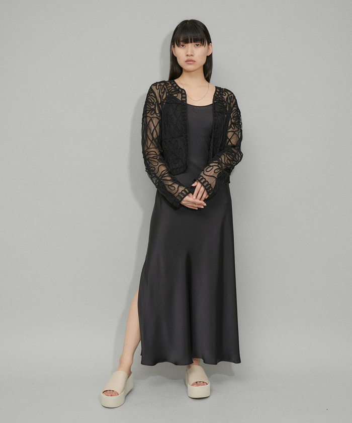 再入荷・WEB限定・洗える】チュール刺繍カーディガン(505979054