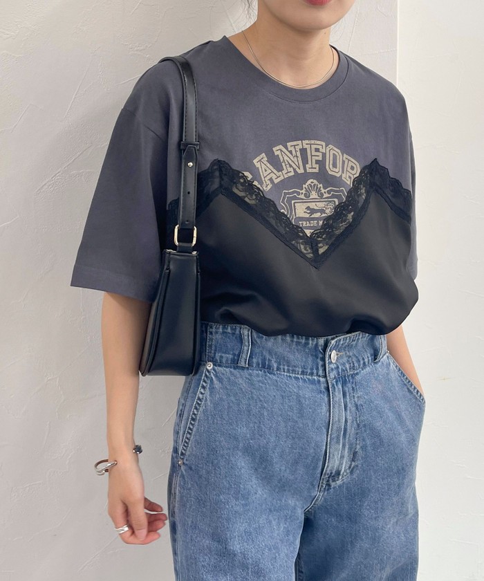 tシャツ EMILY IN PARIS × FUDGE / STRIPE L/S TEE レディース Emily In Paris Womens T-Shirt in White | Mono Typography