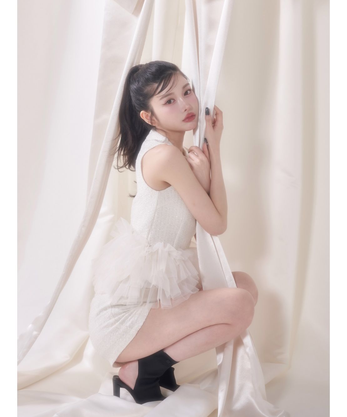 極美品♡Ｆ　ダーリッチ　ペプラムツイード　チュール　ラメ　トップス 極美品♡F ダーリッチ ペプラムツイード チュール ラメ