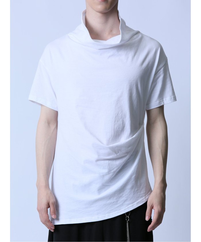 alexanderwang/半袖/トップス/タートルネック アシメドレープ タートルネック半袖Tシャツ メンズ Tシャツ
