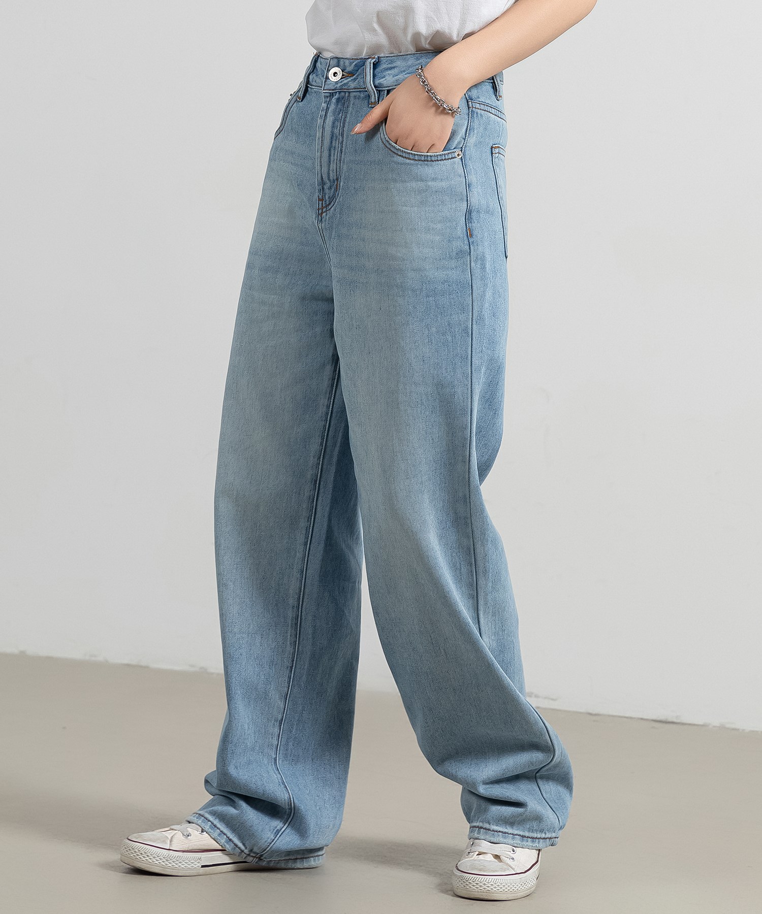 QUNG Teddy Straight Denim カフェラテ 完璧主義 QUNG Teddy Straight Denim カフェラテ パンツ - パンツ