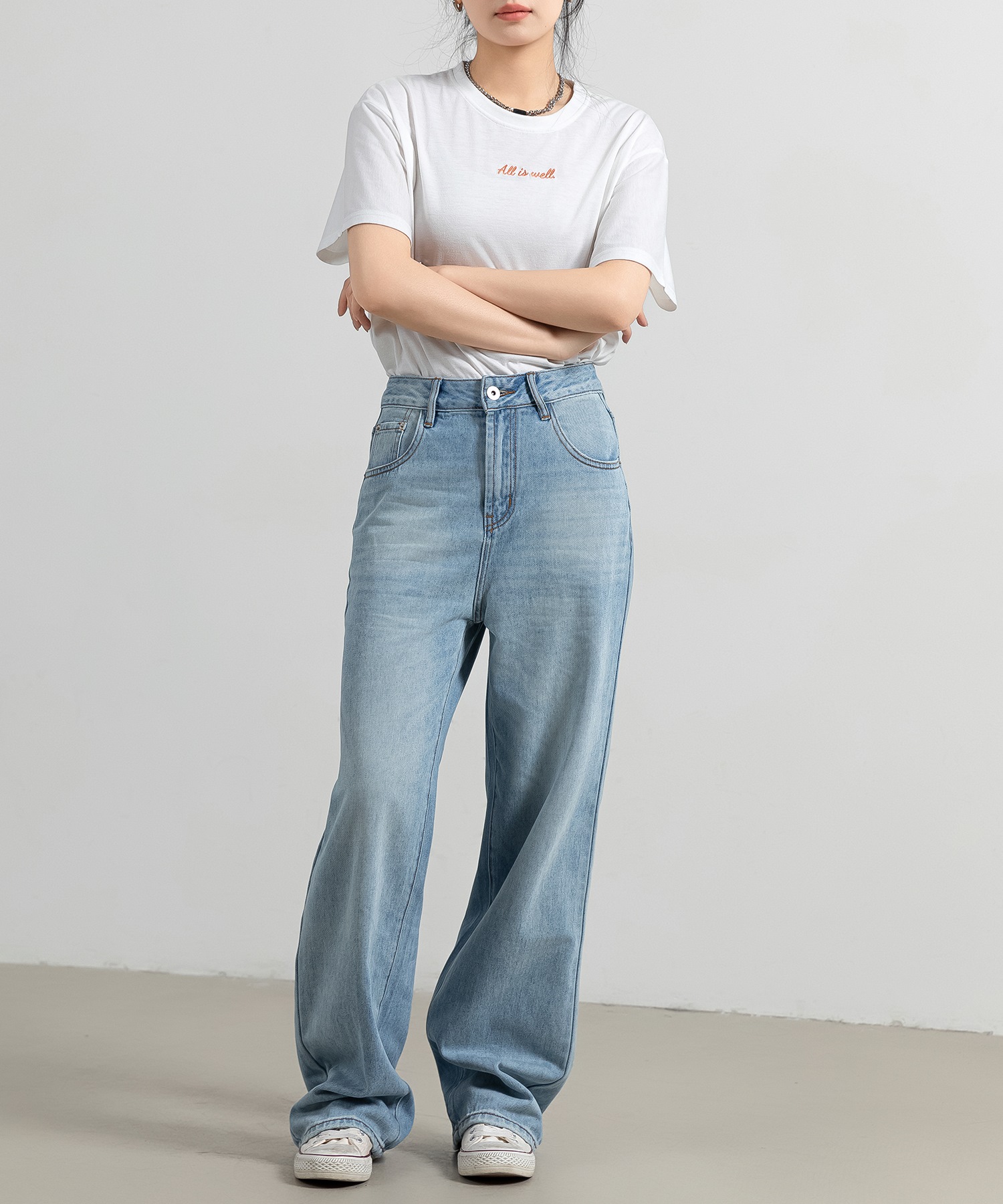 QUNG Teddy Straight Denim カフェラテ テディショップ Teddyshop レディース ゆったりルーズシルエット