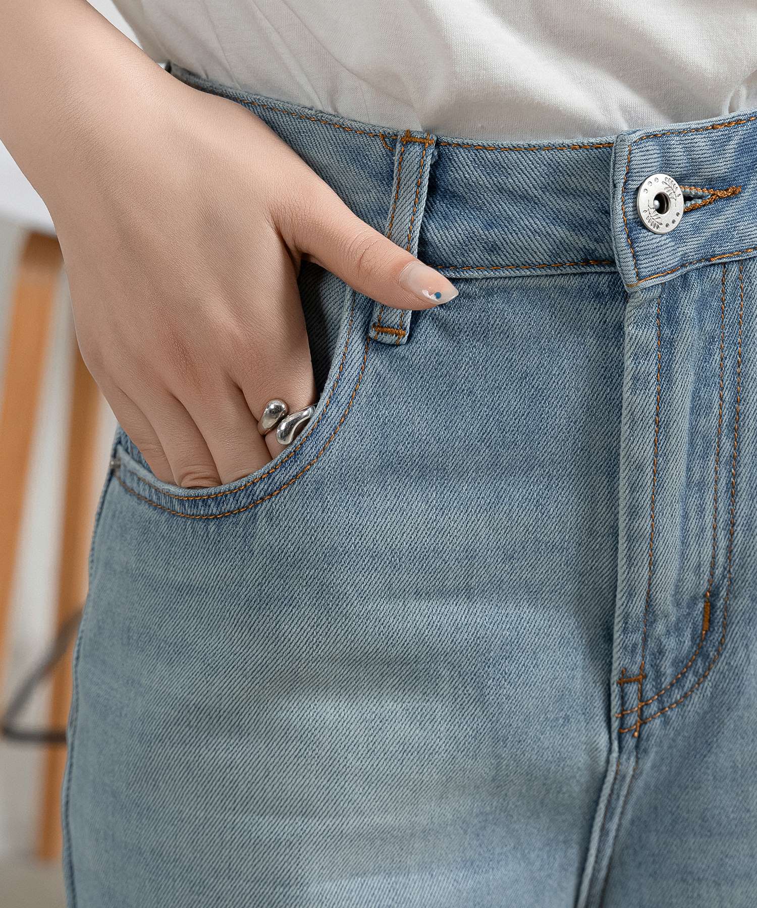 QUNG Teddy Straight Denim カフェラテ 完璧主義 QUNG Teddy Straight Denim カフェラテ パンツ - パンツ