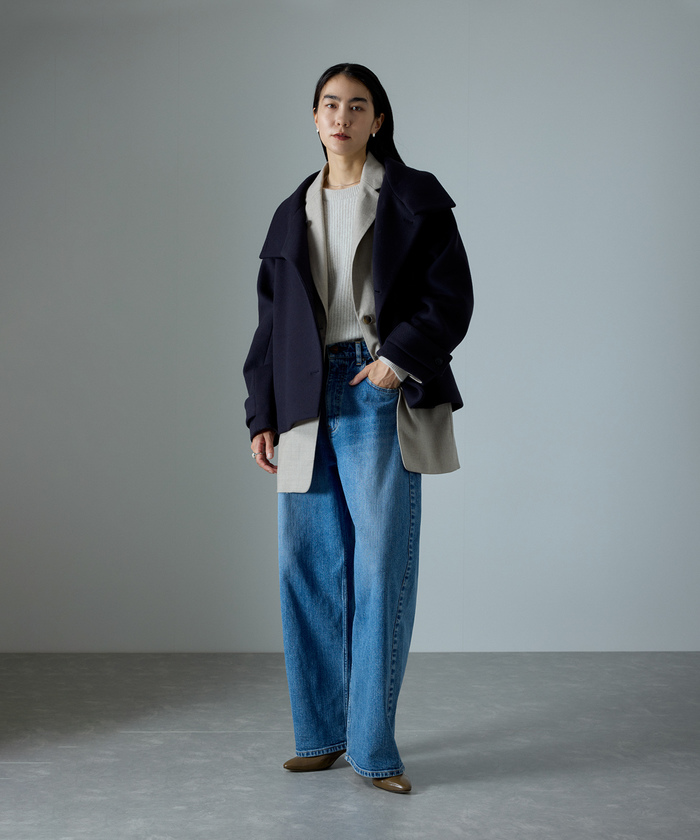 WEB限定】Miliorメルトンスタンドカラーショートコート