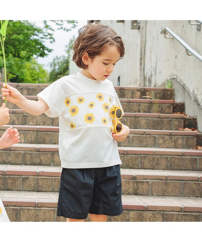 クーポン】【プチプラ／おそろい】ひまわり半袖Tシャツ