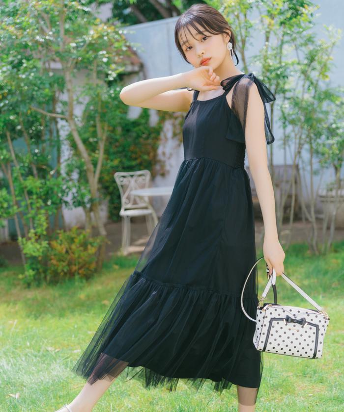 ★極美品★シャーリーテンプル＊伊勢丹限定＊リボン＊チュールワンピース＊140㎝ セール 30%OFF】ショルダーリボンチュールティアードワンピース