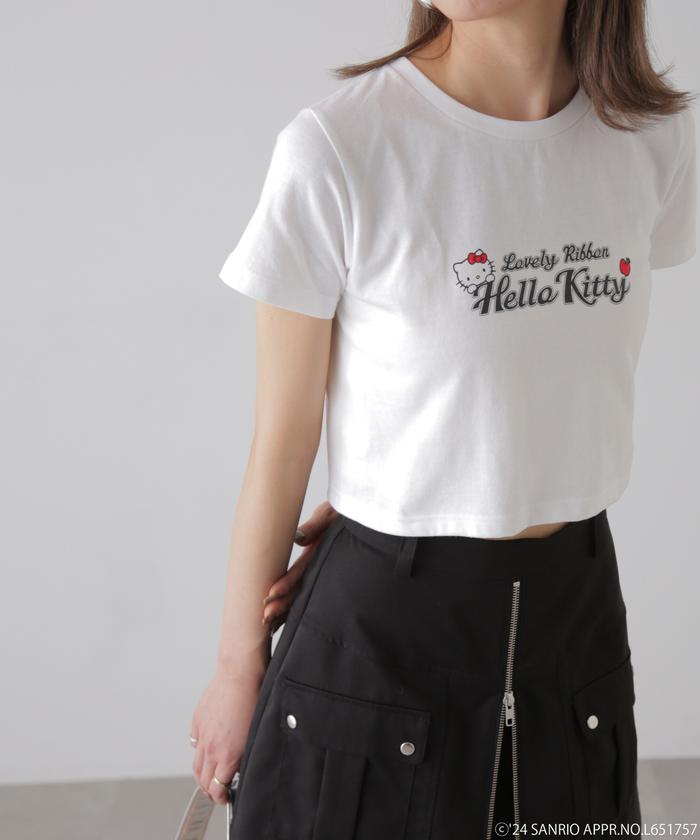 ハローキティコラボ＞プリントショート丈Tシャツ(506410373