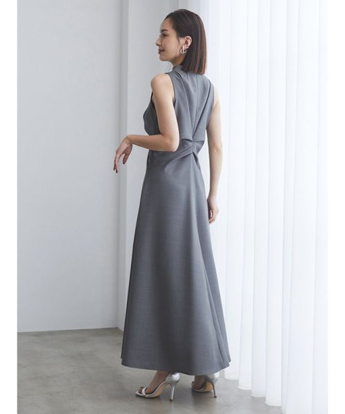 anuans ツイストギャザーワンピース GREY 割り切れ