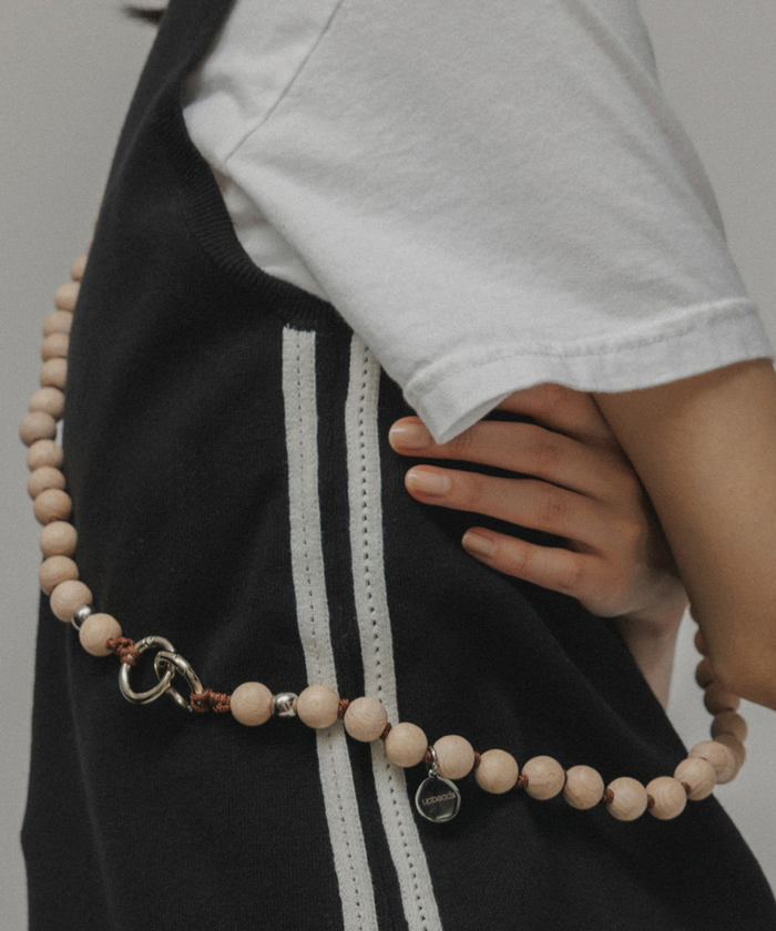 UPBEADS for M】WOOD IPHONE STRAP WITH SILVER BEADS(506411792