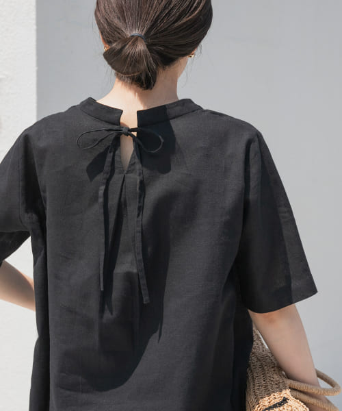 セール 30%OFF】リネンコットンバックリボンブラウス(506392997