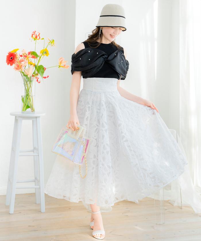 リボンレーススカート ZOZO限定】リボンレースタイトスカート（スカート）｜tocco