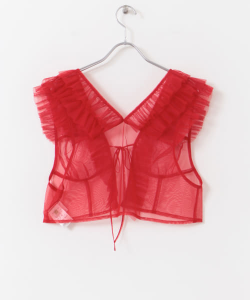 ビュルデサボン Lacextulle フリルベスト bulle de savon（ビュルデサボン）の「Lace×tulle frill ベスト